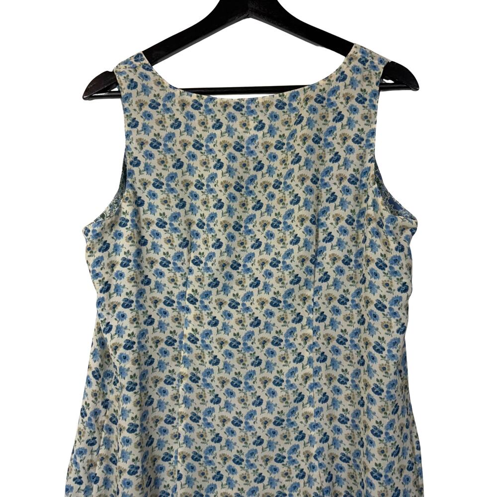 Reversible Blue Floral Dress 90s Tank Paisley Long Sleeveless Vintage Retro 10 - Picture 8 of 14